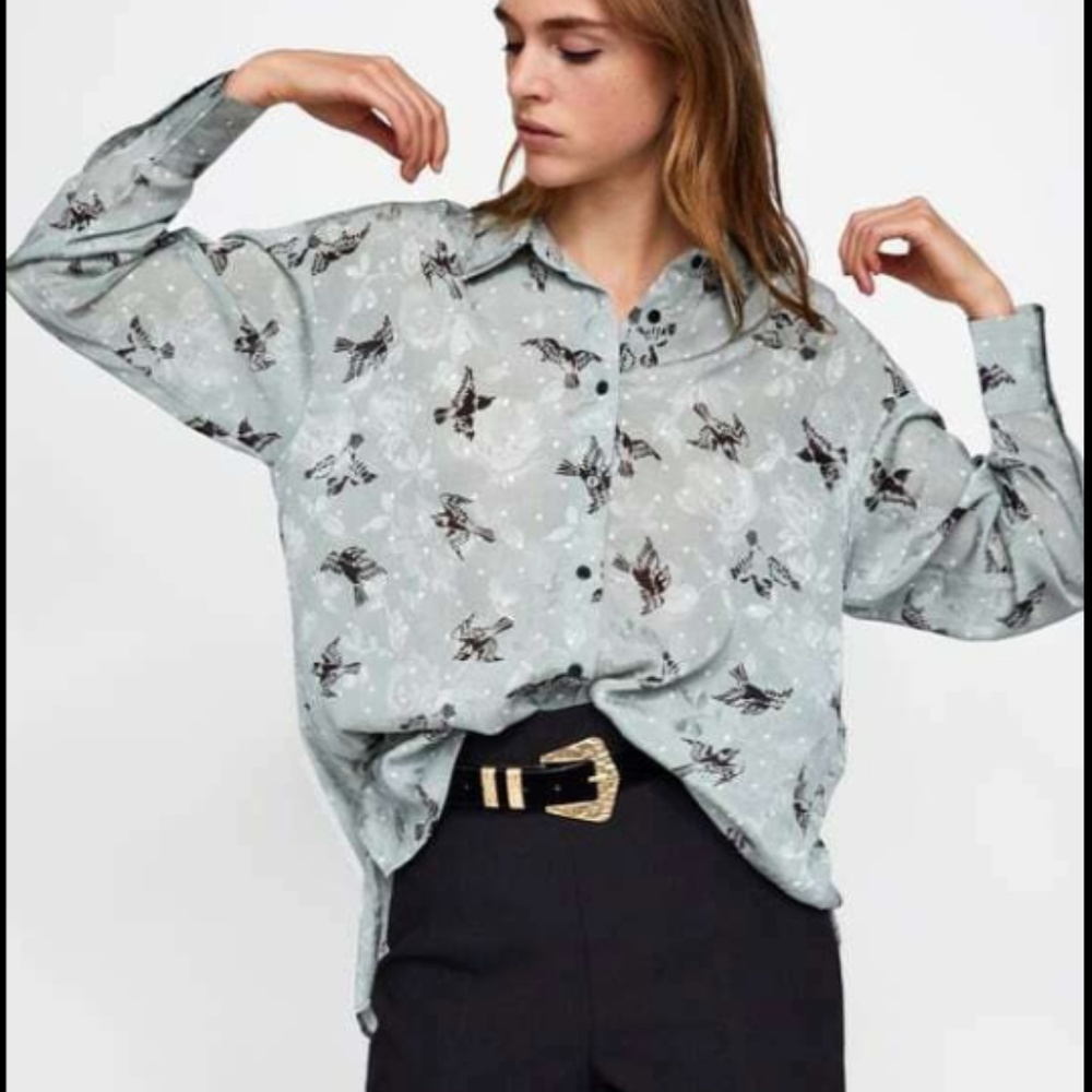 NWOT Zara silky printed shirt